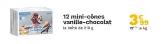 12 mini-cônes vanille-chocolat