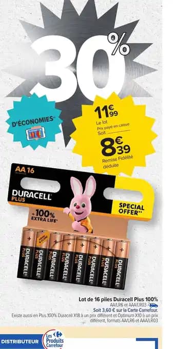 Promotion Exclusives de 4
Duracell : Découvrez l'Offre incontournable