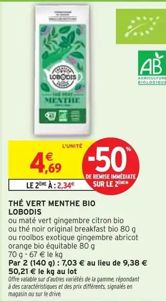 LOBODIS Thé vert menthe bio