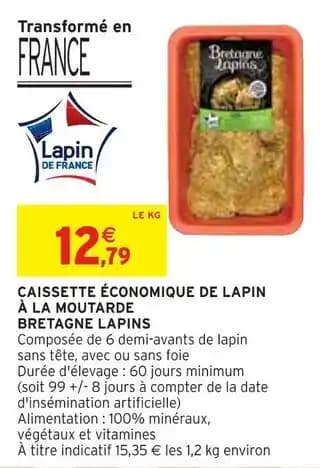 BRETAGNE LAPINS Caissette économique de lapin à la moutarde
