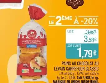 CARREFOUR CLASSIC Pains au chocolat au levain