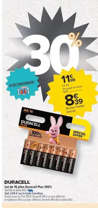 Promotion Exclusives de 7
Duracell : Découvrez l'Offre incontournable