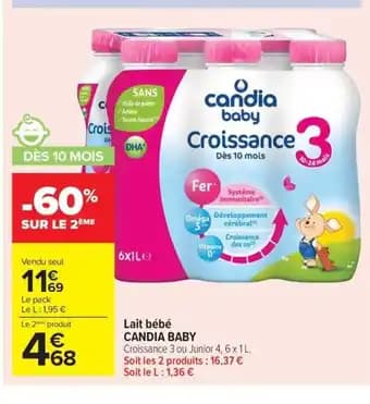 Promotion Exclusives de 1
Candia baby : Découvrez l'Offre incontournable