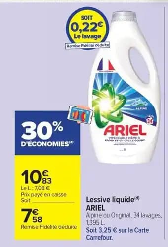 Promotion Exclusives de 29
            
        
        Ariel lessive liquide : Découvrez l'Offre incontournable