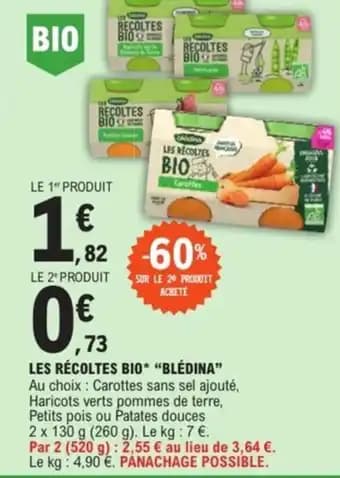 BLÉDINA Les récoltes bio 2 x 130 g