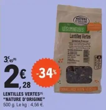 "NATURE D'ORIGINE" Lentilles vertes 500 g
