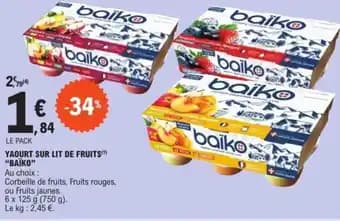 "BAÏKO" Yaourt sur lit de fruits 750 g