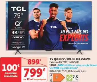 TCL Tv qled 75"/189 cm 75c69b