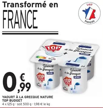 TOP BUDGET Yaourt à la grecque nature 500 g
