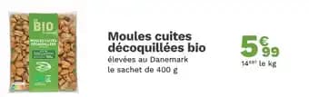 Moules cuites décoquillées bio