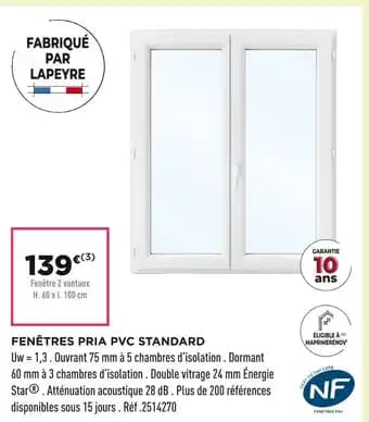Lapeyre Fenêtres Pria PVC Standard