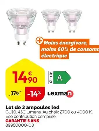 Lexman Lot de 3 ampoules led