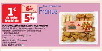 AUCHAN Plateau assortiment asiatique 600 g