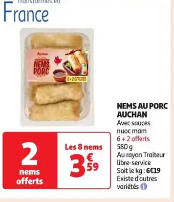 AUCHAN Nems au porc 580 g