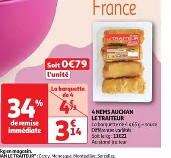 LE TRAITEUR 4 nems auchan 4 x 65 g