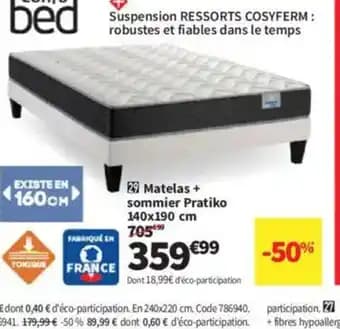 Promotion Exclusives de 4
Matelas + sommier : Découvrez l'Offre incontournable