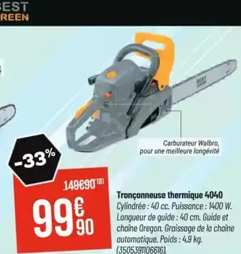 Promotion Exclusives de 7
Tronconneuse thermique : Découvrez l'Offre incontournable