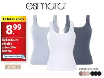 ESMARA Débardeurs côtelés à dentelle femme