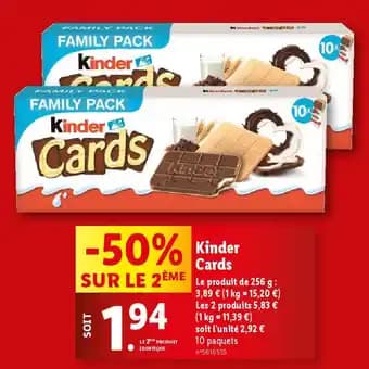 Promotion Exclusives de 1
Kinder cards : Découvrez l'Offre incontournable