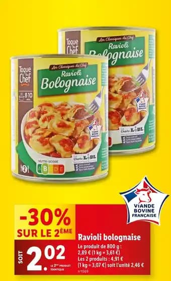 Toque du Chef Ravioli bolognaise