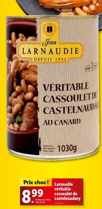 JEAN LARNAUDIE Larnaudie véritable cassoulet de castelnaudary 1030 g
