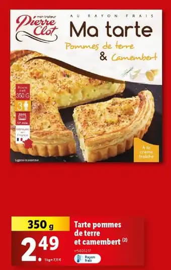 Tarte pommes de terre et camembert 350 g