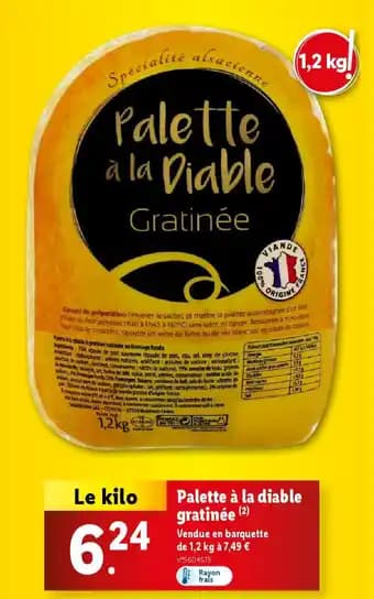 Palette à la diable gratinée 1.2 kg