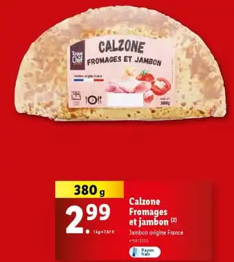 CALZONE Fromages et jambon 380 g