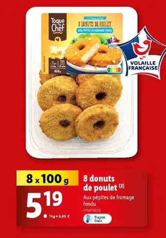 TOQUE CHEF 8 donuts de poulet 8 x 100 g