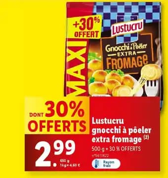 LUSTICRU gnocchi à pôeler extra fromage