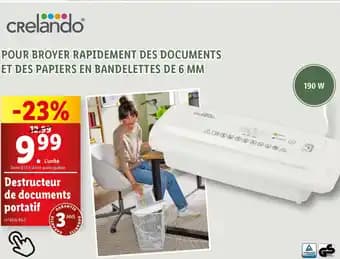 CRELANDO Destructeur de documents portatif