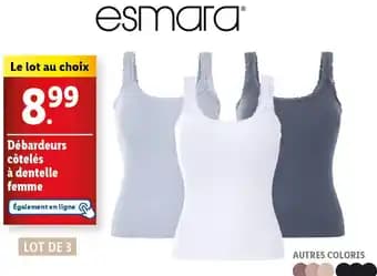 ESMARFA Débardeurs côtelés à dentelle femme