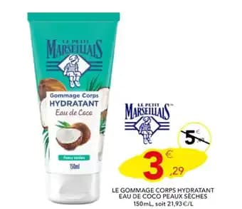 LE PETIT MARSEILLAIS Le gommage corps hydratant eau de coco peaux sèches 150 ml