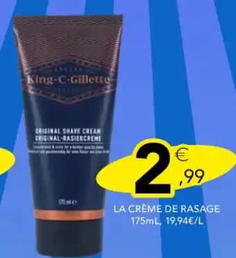 KING C-GILLETTE La crème de rasage 175 ml