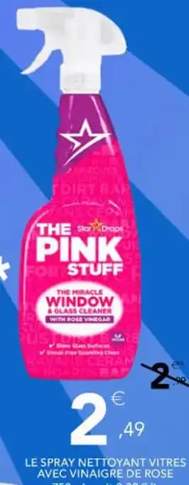 THE PINK STUFF Le spray nettoyant vitres avec vinaigre de rose 750 ml