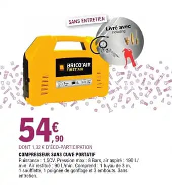 Compresseur sans cuve portatif