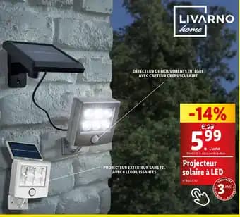 LIVARNO Projecteur solaire à LED