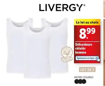 LIVERGY Débardeurs côtelés homme