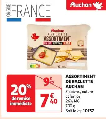 AUCHAN Assortiment de raclette 700 g