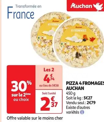 AUCHAN Pizza 4 fromages 450 g