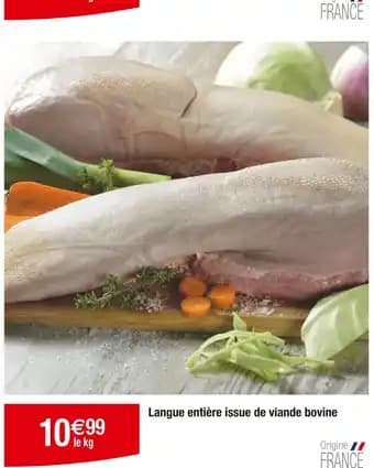 Langue entière issue de viande bovine