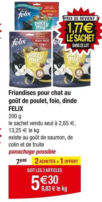 FELIX Friandises pour chat au goût de poulet, foie, dinde