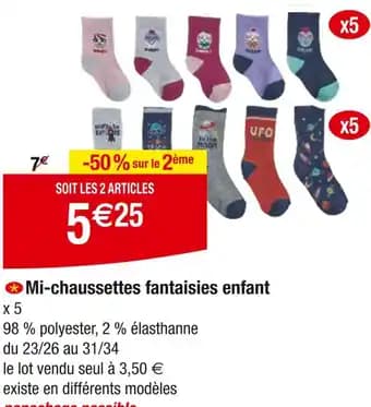 Mi-chaussettes fantaisies enfant