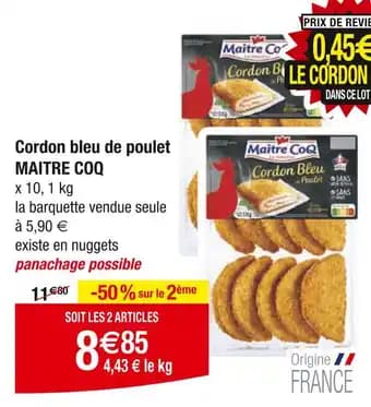 MAITRE COQ Cordon bleu de poulet