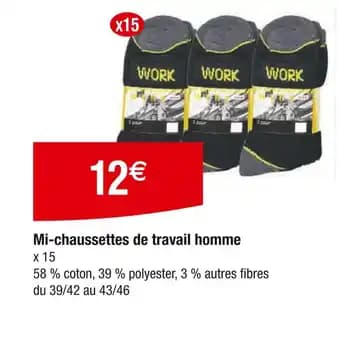 Mi-chaussettes de travail homme