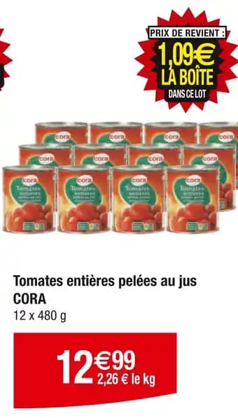 CORA Tomates entières pelées au jus