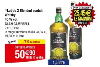 CLAN CAMPBELL Lot de 2 Blended scotch Whisky 40 % vol
