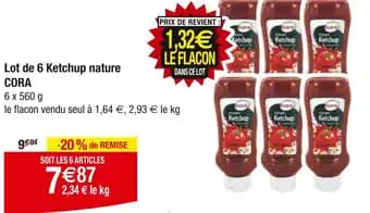 CORA Lot de 6 Ketchup nature