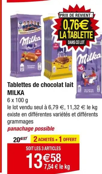 MILKA Tablettes de chocolat lait