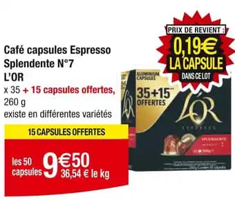 L'OR Café capsules espresso splendente n°7